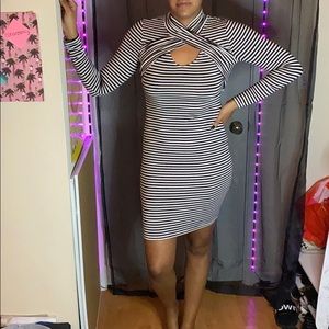 Dress long sleeve turtle neck dress striped